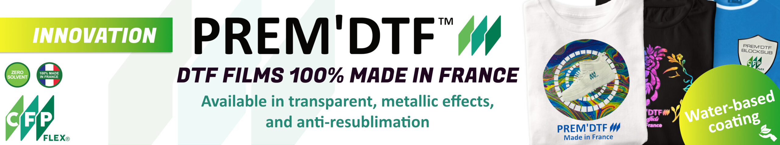 Discover the innovation DTF Transfer Films Direct To Film - Direct printing with DTF inks and DTF adhesive powder on the DTF film - no need of weeding